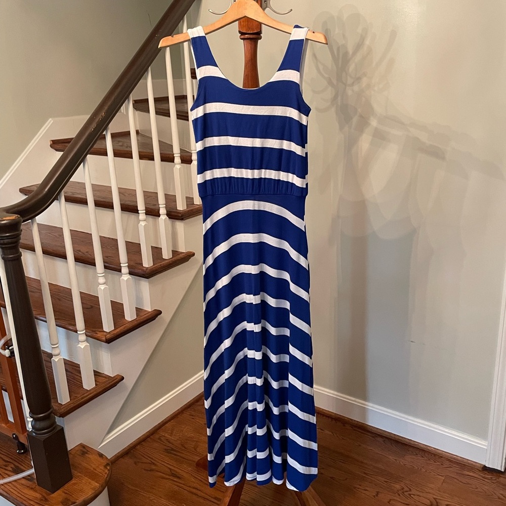 Renee C. Blue & White Striped Casual Dress, Size Small